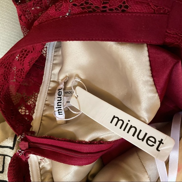 NWT Red Lace Detail Floor Length Dress L - Picture 7 of 13